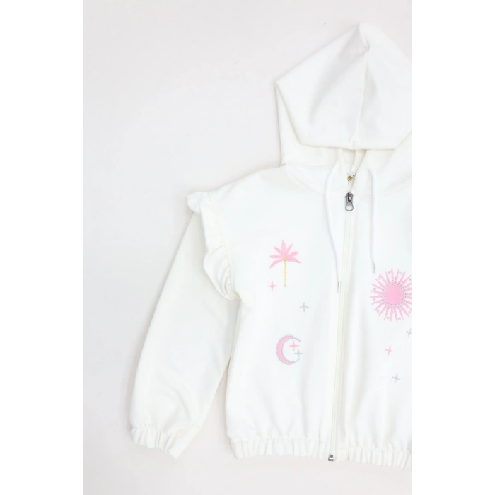 2 İplik Şardonsuz Fermuarlı Ceket 5-8 Yaş Ekru - 6264276.1576.
