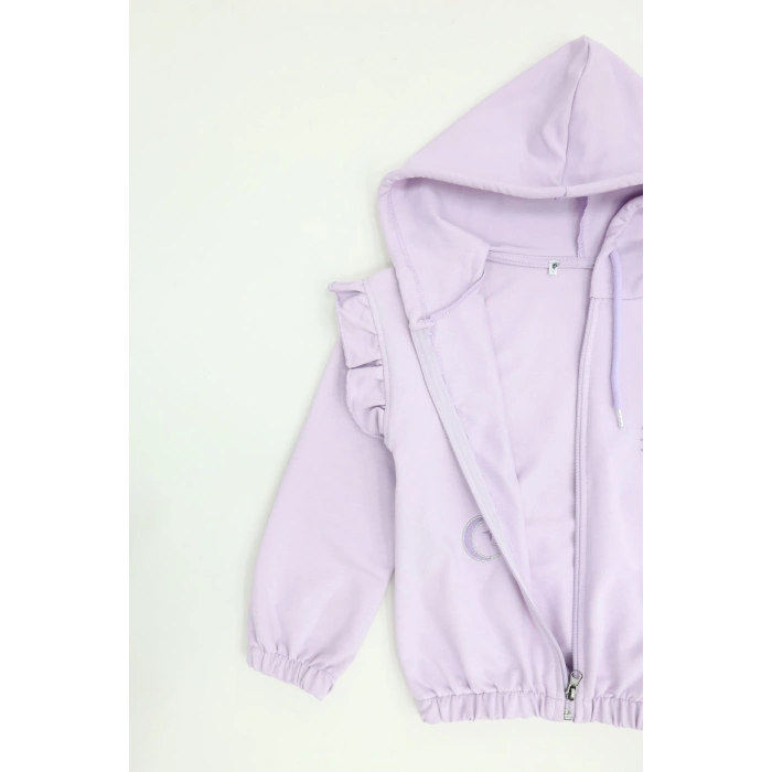 2 İplik Şardonsuz Fermuarlı Ceket 5-8 Yaş Lila - 6264276.1576.