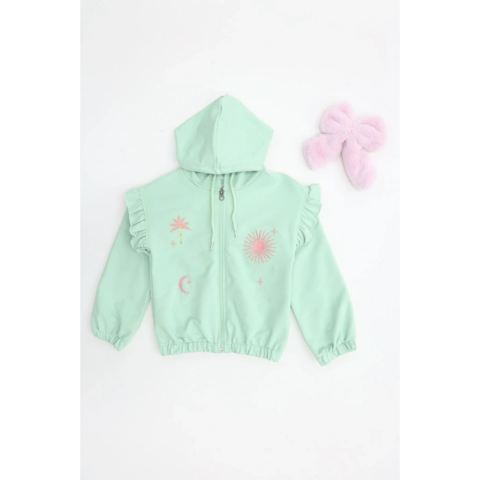 2 İplik Şardonsuz Fermuarlı Ceket 5-8 Yaş Mint - 6264276.1576.