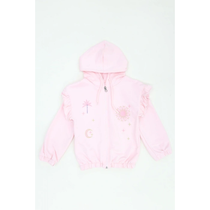2 İplik Şardonsuz Fermuarlı Ceket 5-8 Yaş Pembe - 6264276.1576.