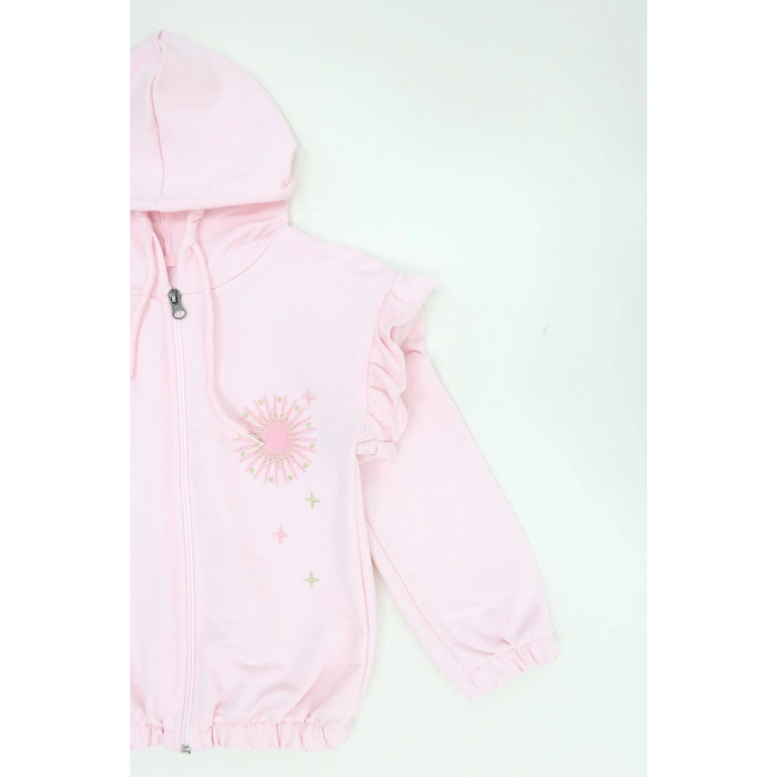 2 İplik Şardonsuz Fermuarlı Ceket 5-8 Yaş Pembe - 6264276.1576.