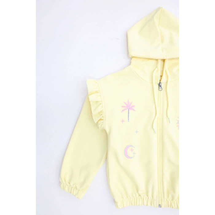 2 İplik Şardonsuz Fermuarlı Ceket 5-8 Yaş Sarı - 6264276.1576.