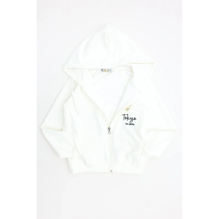 2 İplik Şardonsuz Fermuarlı Ceket 6-9 Yaş Ekru - 6264269.1576.