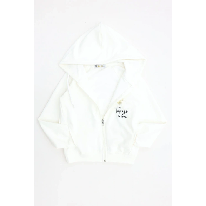 2 İplik Şardonsuz Fermuarlı Ceket 6-9 Yaş Ekru - 6264269.1576.