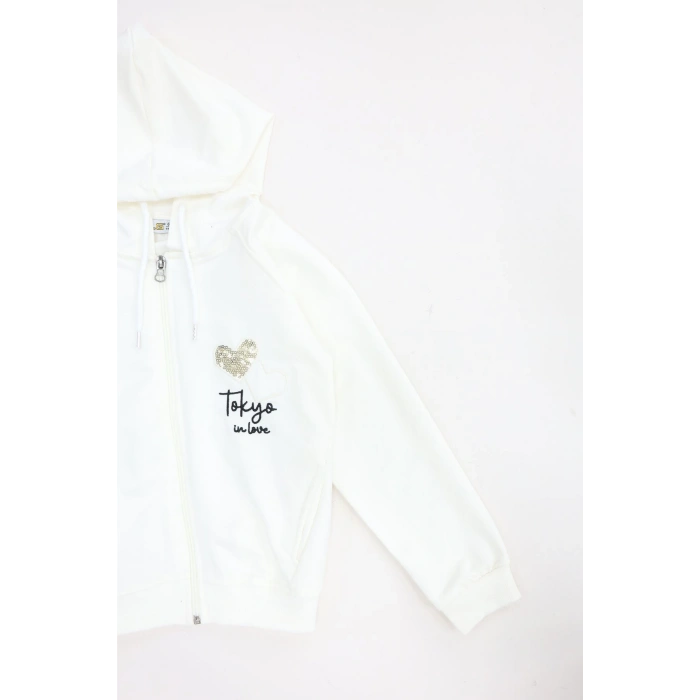 2 İplik Şardonsuz Fermuarlı Ceket 6-9 Yaş Ekru - 6264269.1576.