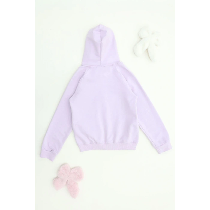 2 İplik Şardonsuz Fermuarlı Ceket 6-9 Yaş Lila - 6264269.1576.