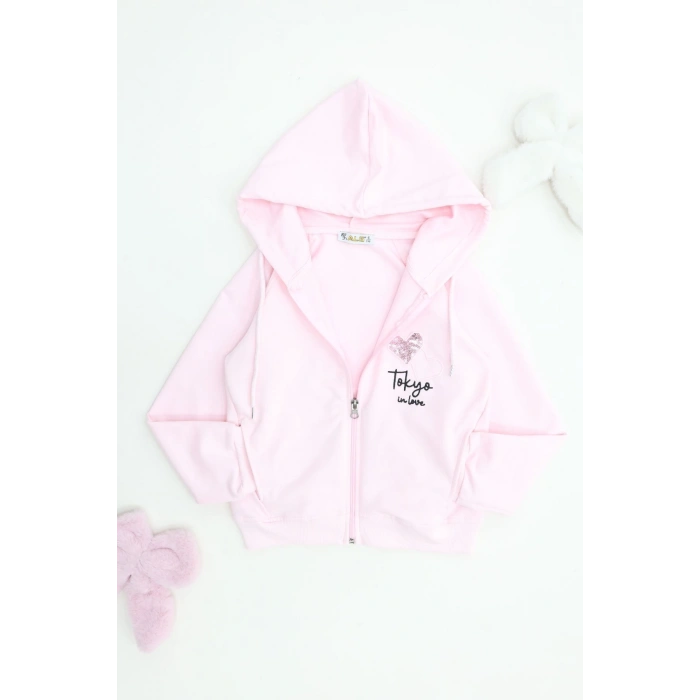 2 İplik Şardonsuz Fermuarlı Ceket 6-9 Yaş Pembe - 6264269.1576.