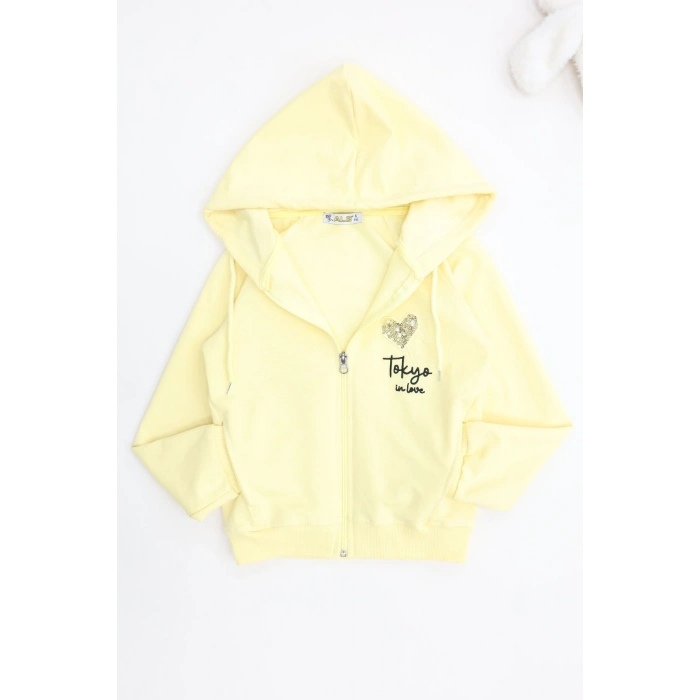 2 İplik Şardonsuz Fermuarlı Ceket 6-9 Yaş Sarı - 6264269.1576.