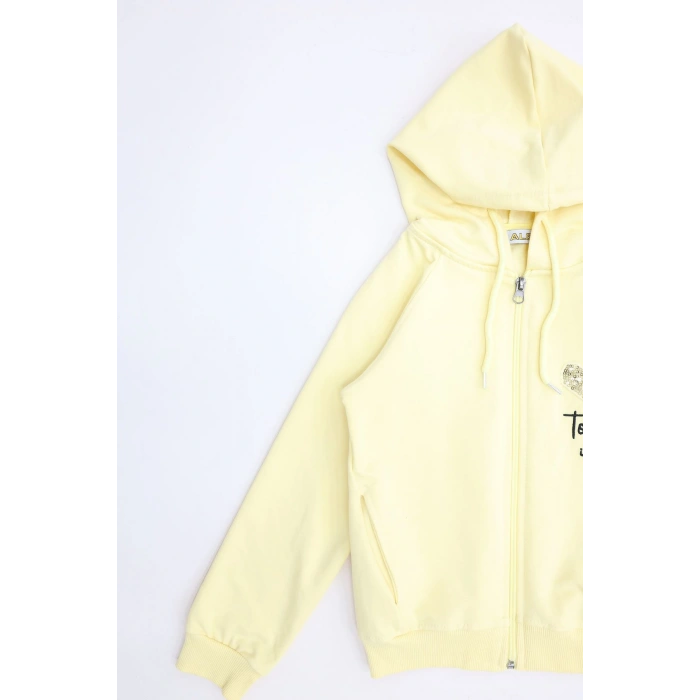 2 İplik Şardonsuz Fermuarlı Ceket 6-9 Yaş Sarı - 6264269.1576.