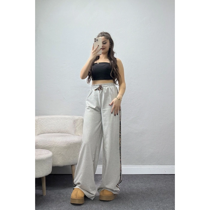 2 İplik Şeritli Eşofman Altı Gri - 40021.1857.