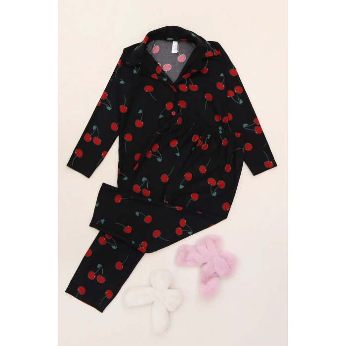 3-14 Yaş Baskılı Süet Çocuk Takım Siyahkiraz - 480.1287.