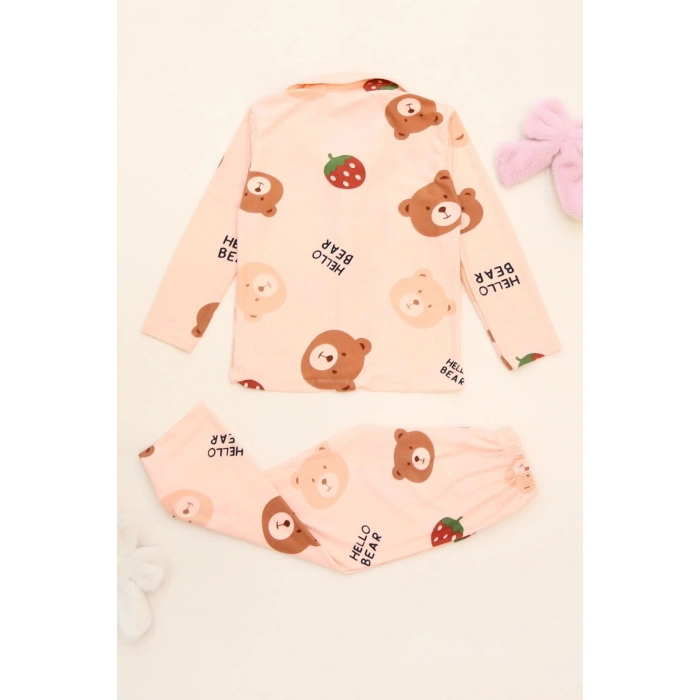 3-14 Yaş Baskılı Süet Çocuk Takım Somon - 480.1287.