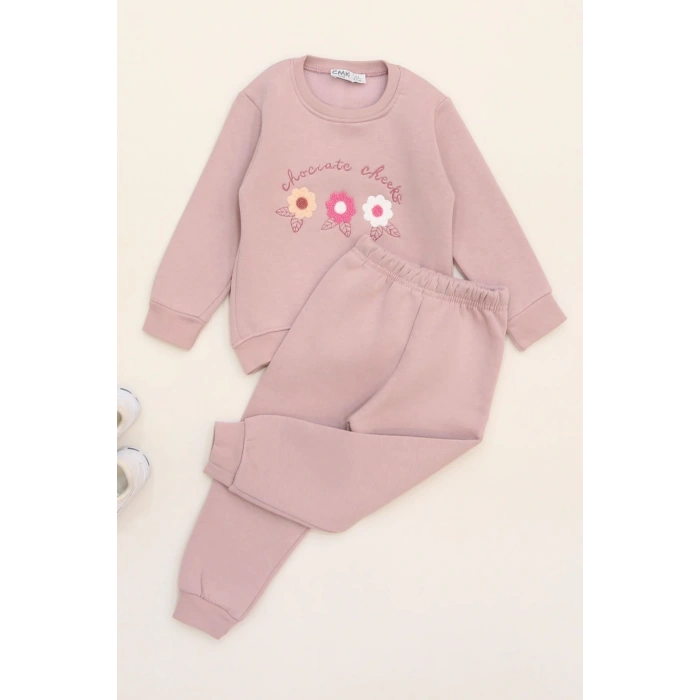 3-7 Yaş 3 İplik Şardonlu İkili Takım Açıkpudra - 50935.1867.