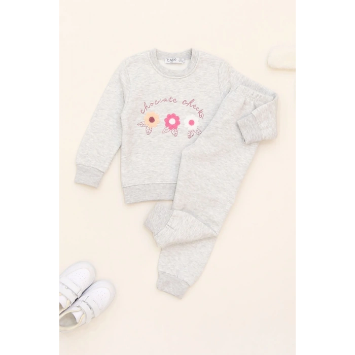 3-7 Yaş 3 İplik Şardonlu İkili Takım Gri - 50935.1867.