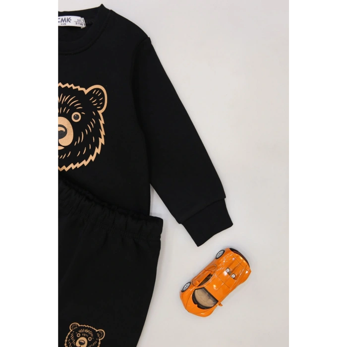 3-7 Yaş 3 İplik Şardonlu İkili Takım Siyah - 50810.1867.