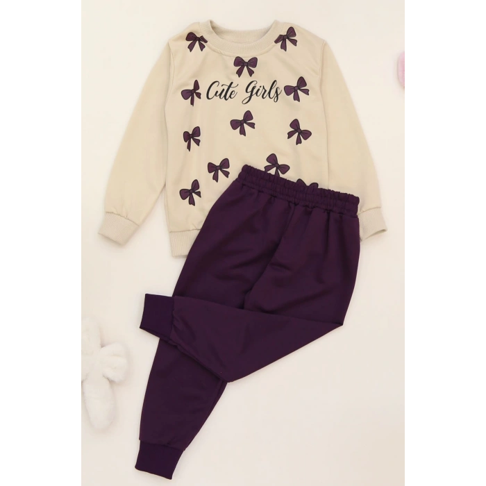 3-8 Yaş 2 İplik İkili Takım Mor - 50927.1776.