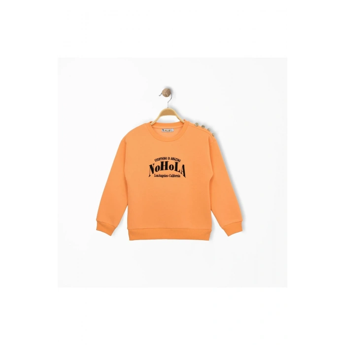 3 İp Şardonlu Baskılı 3-7 Yaş Kapüşonlu Sweatshirt Turuncu - 625516.1576.