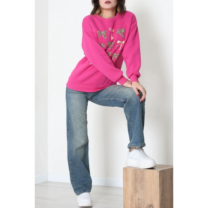 3 İplik Baskılı Sweat Fuşya - 42244.1878.