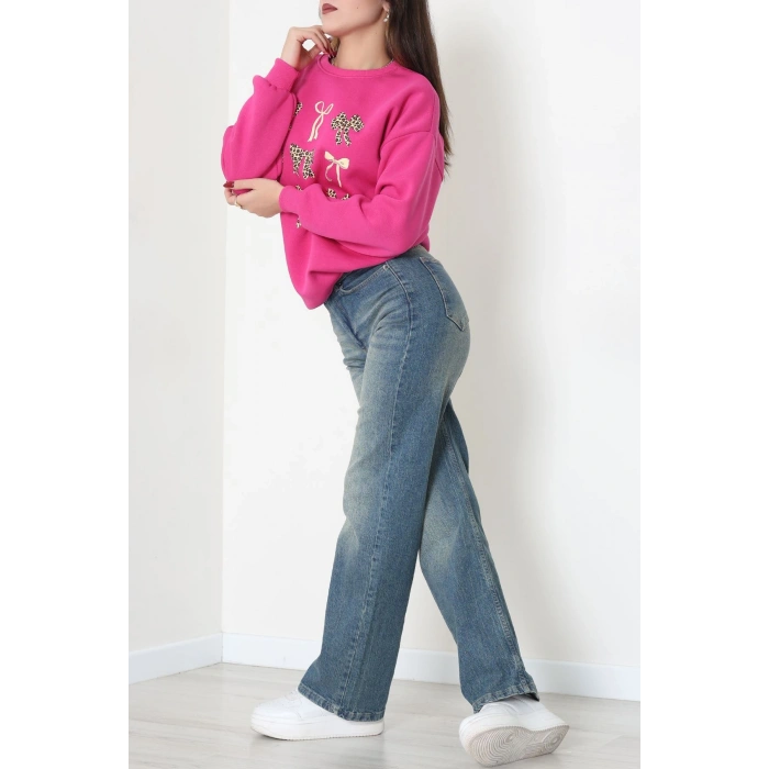 3 İplik Baskılı Sweat Fuşya - 42244.1878.