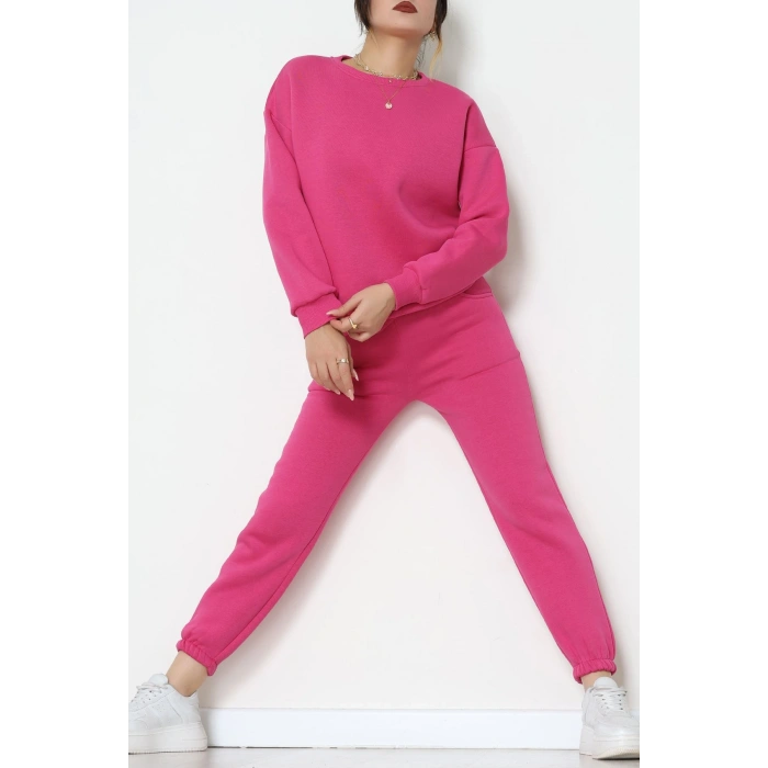 3 İplik Bisiklet Yaka Eşofman Takımı Fuşya - 20779.1878.