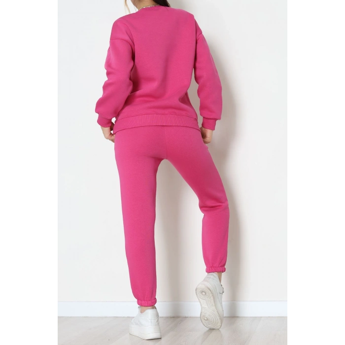 3 İplik Bisiklet Yaka Eşofman Takımı Fuşya - 20779.1878.