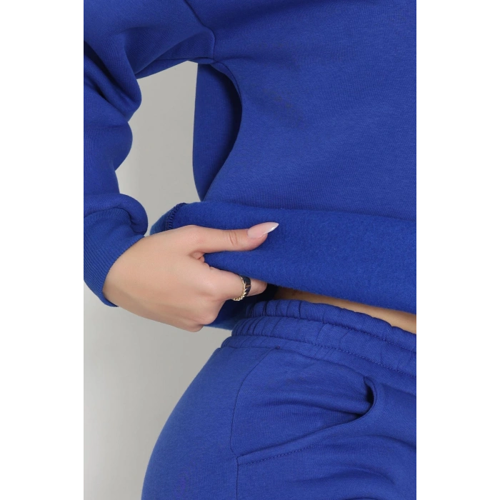 3 İplik Bisiklet Yaka Eşofman Takımı Saks - 20779.1878.