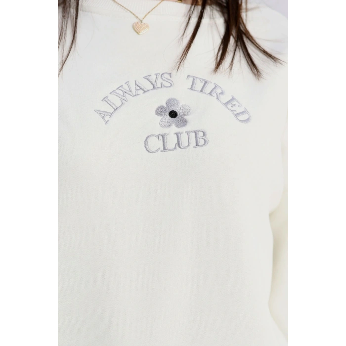 3 İplik Bisiklet Yaka Sweat Beyaz - 42239.1878.