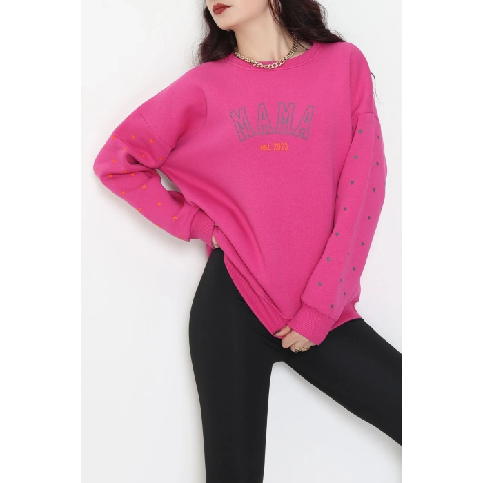 3 İplik Bisiklet Yaka Sweat Fuşya - 42238.1878.