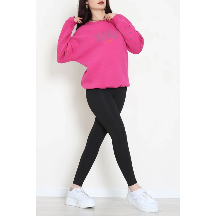 3 İplik Bisiklet Yaka Sweat Fuşya - 42238.1878.