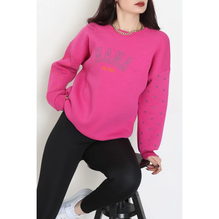 3 İplik Bisiklet Yaka Sweat Fuşya - 42238.1878.
