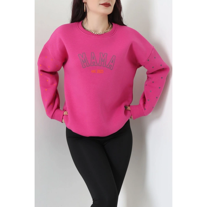 3 İplik Bisiklet Yaka Sweat Fuşya - 42238.1878.