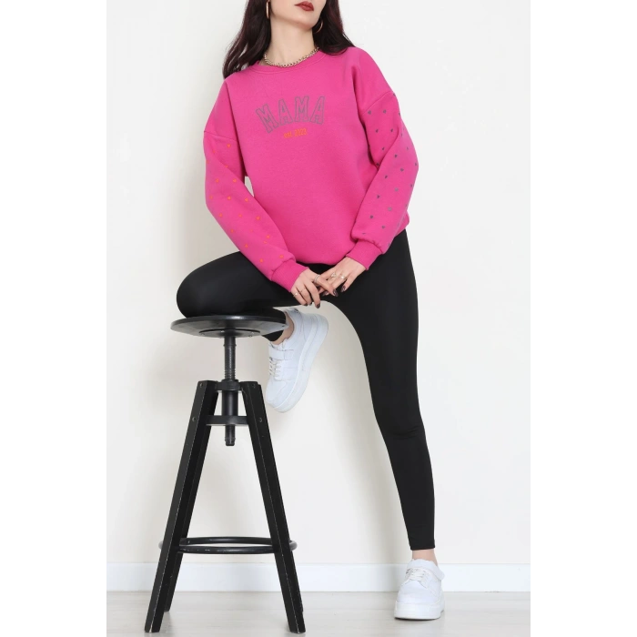 3 İplik Bisiklet Yaka Sweat Fuşya - 42238.1878.