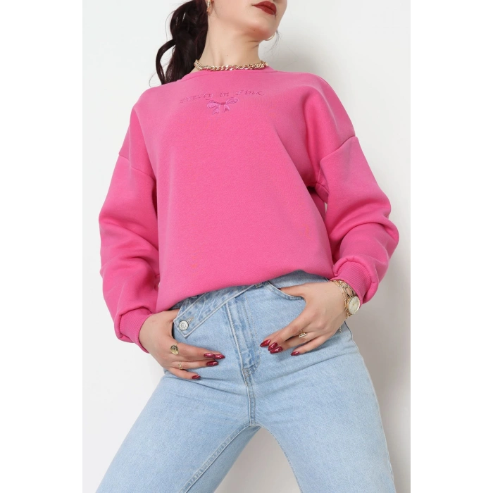 3 İplik Bisiklet Yaka Sweat Fuşya - 42242.1878.