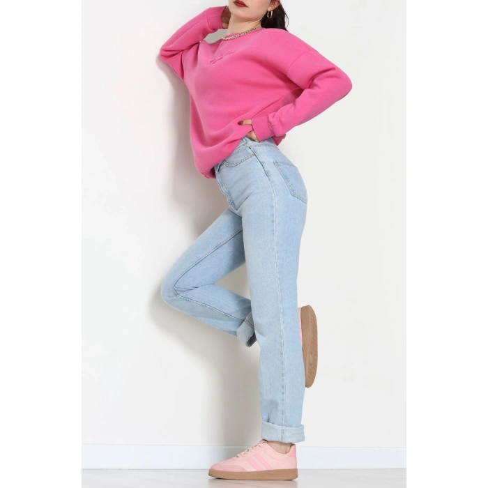 3 İplik Bisiklet Yaka Sweat Fuşya - 42242.1878.