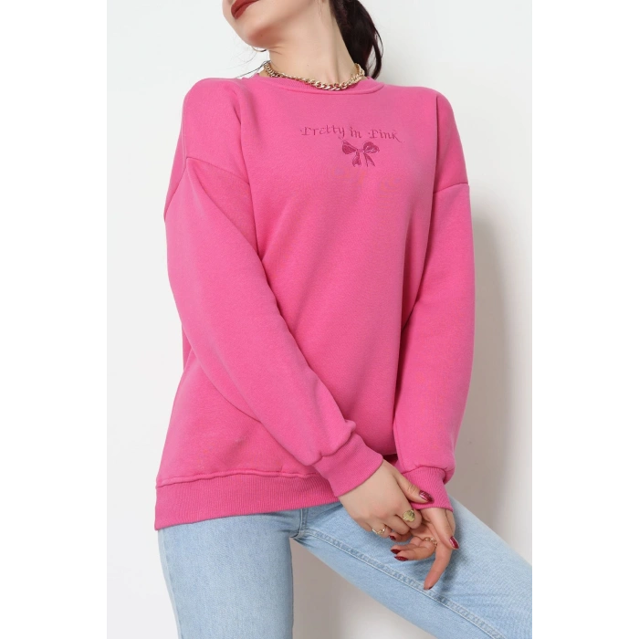 3 İplik Bisiklet Yaka Sweat Fuşya - 42242.1878.