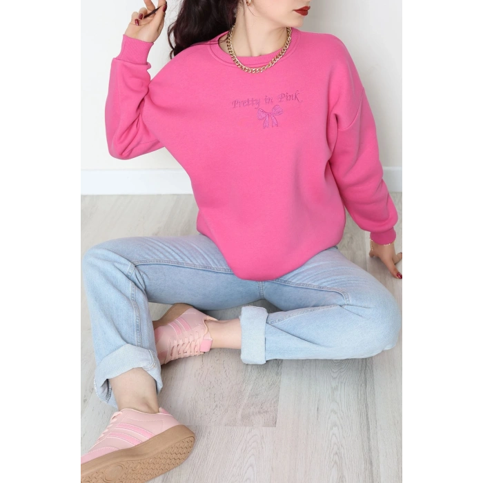 3 İplik Bisiklet Yaka Sweat Fuşya - 42242.1878.