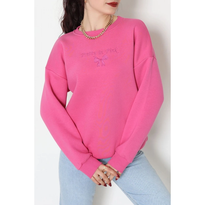 3 İplik Bisiklet Yaka Sweat Fuşya - 42242.1878.