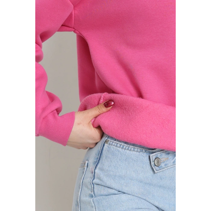 3 İplik Bisiklet Yaka Sweat Fuşya - 42242.1878.