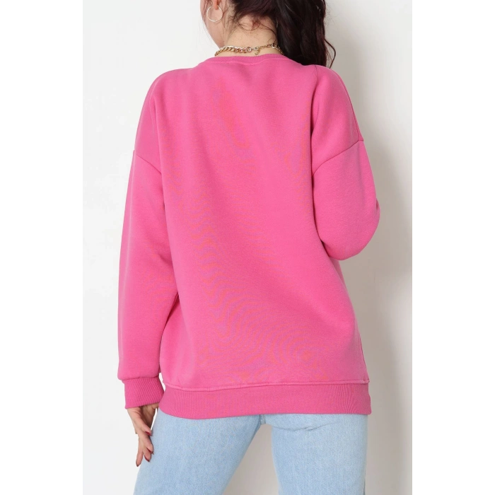 3 İplik Bisiklet Yaka Sweat Fuşya - 42242.1878.