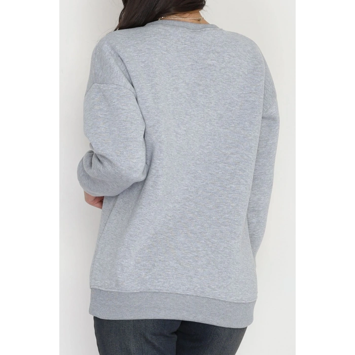 3 İplik Bisiklet Yaka Sweat Grifuşya - 42242.1878.