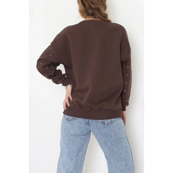 3 İplik Bisiklet Yaka Sweat Kahve - 42238.1878.