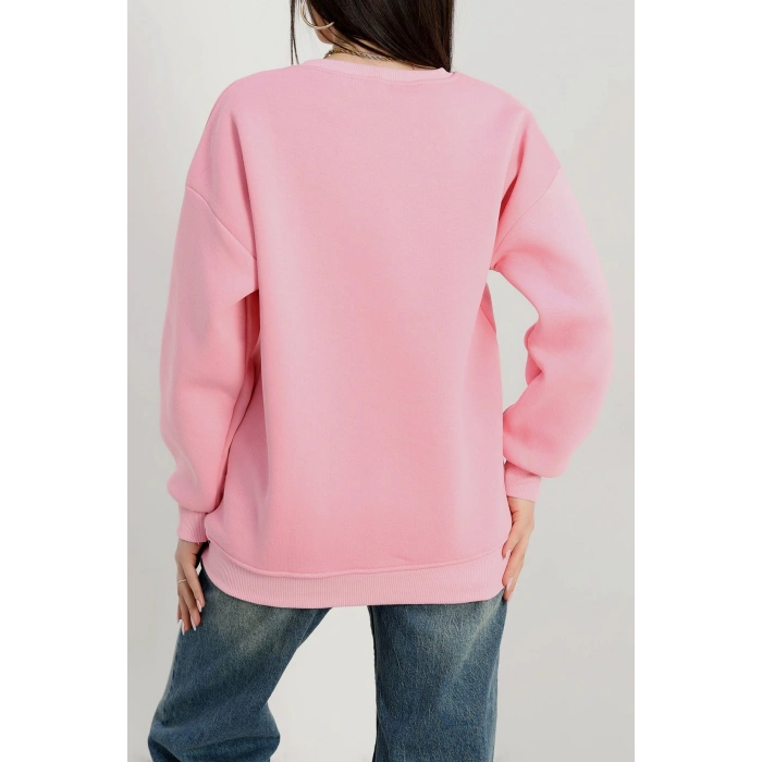 3 İplik Bisiklet Yaka Sweat Pembe - 42239.1878.