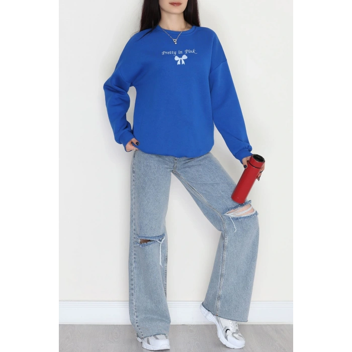 3 İplik Bisiklet Yaka Sweat Saks - 42242.1878.