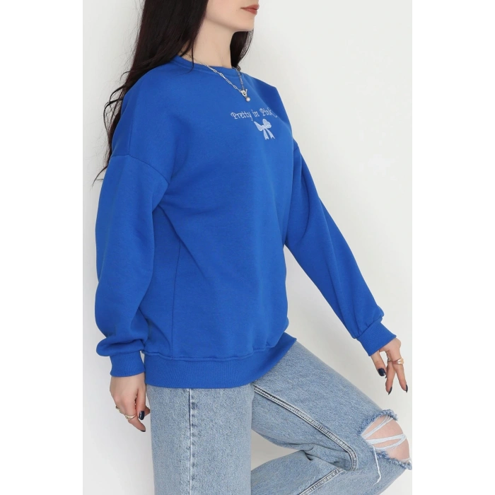 3 İplik Bisiklet Yaka Sweat Saks - 42242.1878.