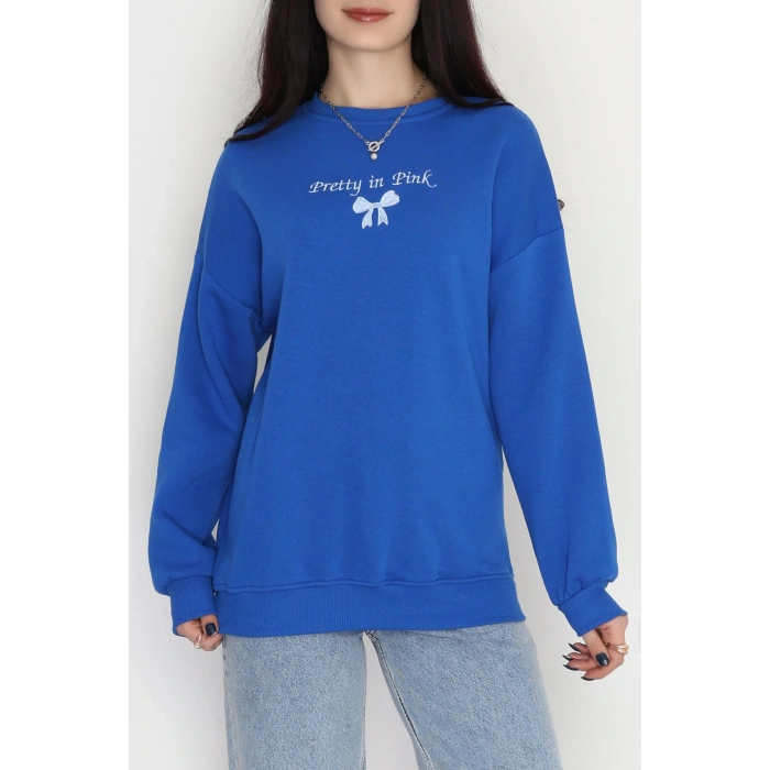 3 İplik Bisiklet Yaka Sweat Saks - 42242.1878.