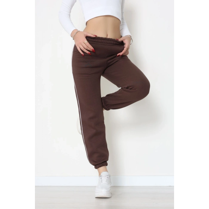 3 İplik Biyeli Eşofman Altı Acıkahve - 30103.1878.