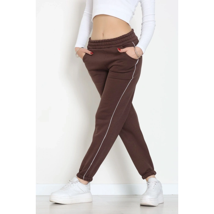 3 İplik Biyeli Eşofman Altı Acıkahve - 30103.1878.