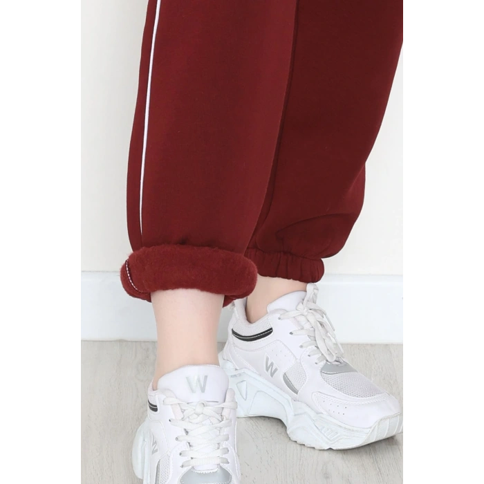 3 İplik Biyeli Eşofman Altı Bordo - 30103.1878.