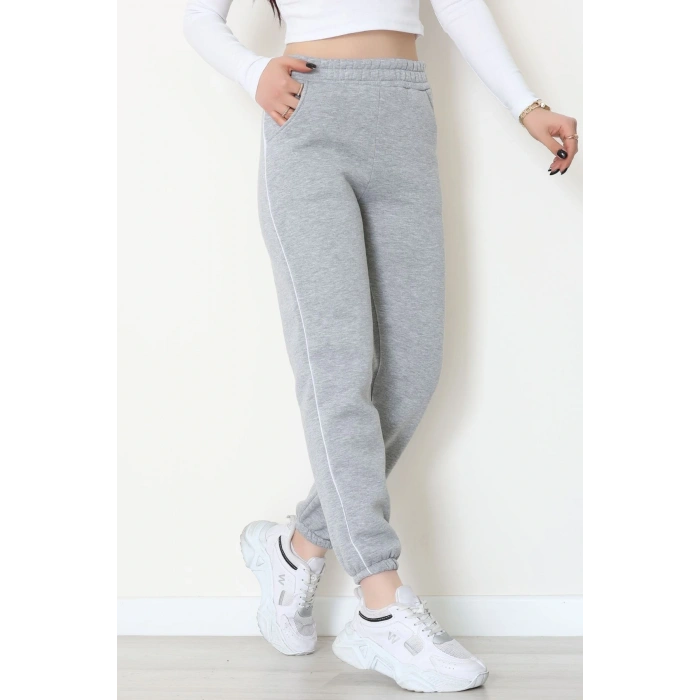 3 İplik Biyeli Eşofman Altı Gri - 30103.1878.