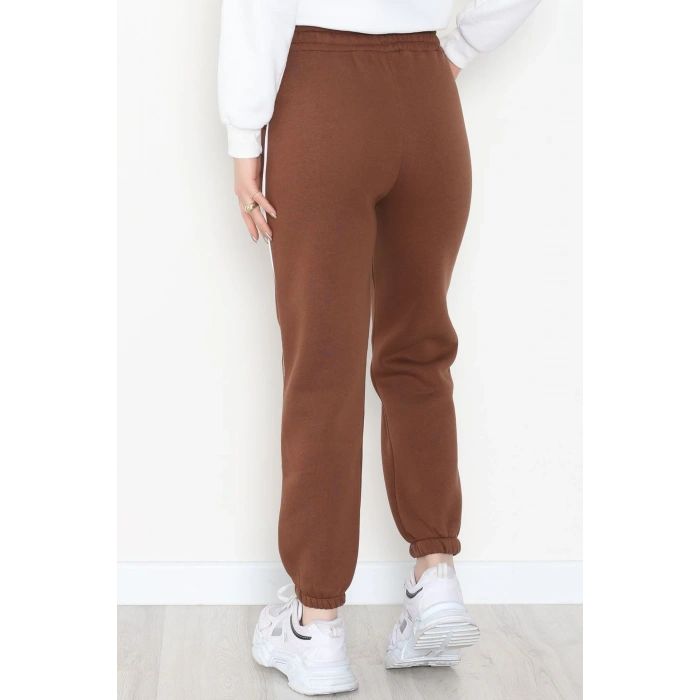 3 İplik Biyeli Eşofman Altı Kahve - 30103.1878.